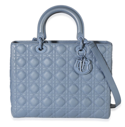 Christian Dior Denim Blue Ultra Matte Calfskin Cannage Large Lady Dior Handbag id
