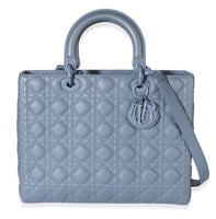 Christian Dior Denim Blue Ultra Matte Calfskin Cannage Large Lady Dior Handbag id