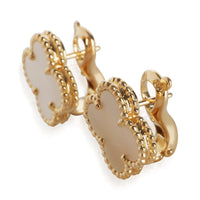 Van Cleef & Arpels Yellow Gold Mother Of Pearl Vintage Alhambra Earrings 2