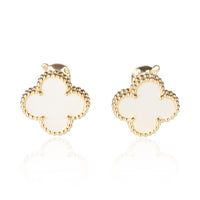 Van Cleef & Arpels Yellow Gold Mother Of Pearl Vintage Alhambra Earrings fv