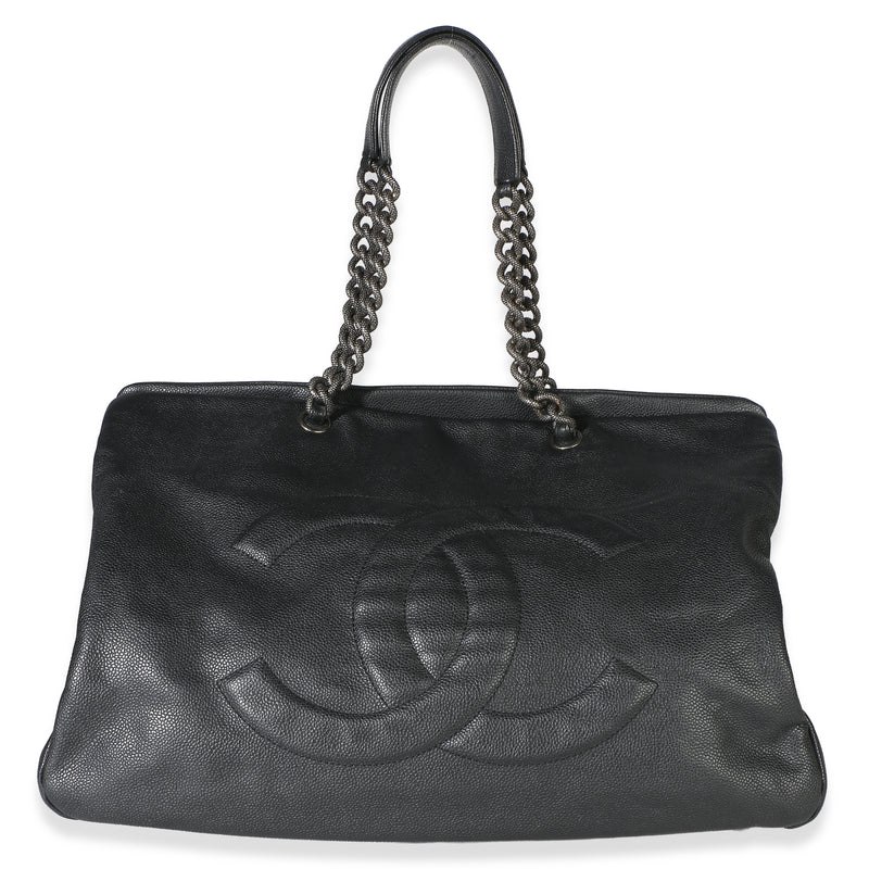 Chanel Dark Grey Caviar 31 Large Tote Handbag id