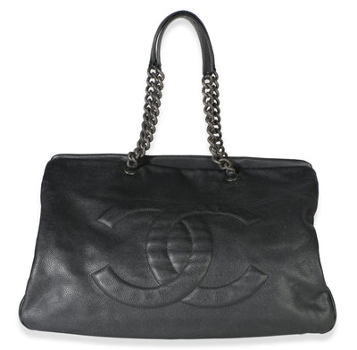 Chanel Dark Grey Caviar 31 Large Tote Handbag id
