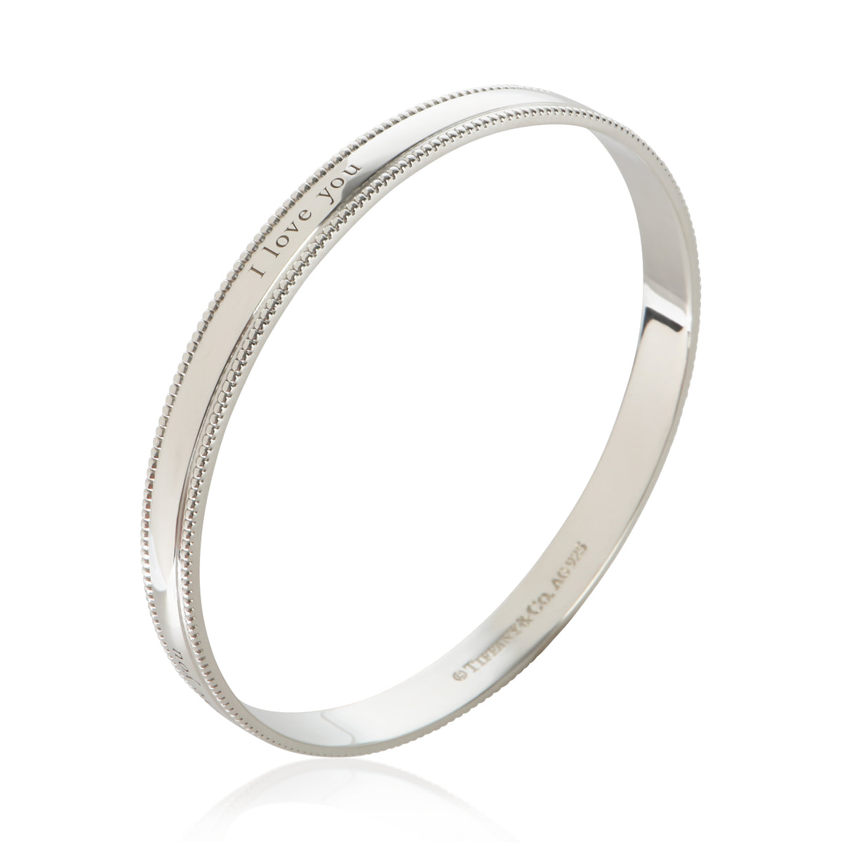 Tiffany & Co. Sterling Silver I Love You Bangle Bracelet 2