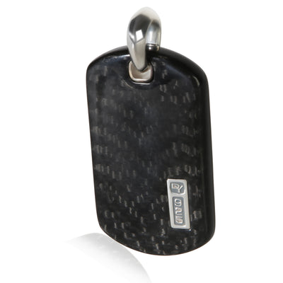 David Yurman Sterling Silver 42mm Carbon Fiber Tag Pendant fv