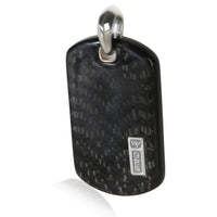 David Yurman Sterling Silver 42mm Carbon Fiber Tag Pendant fv