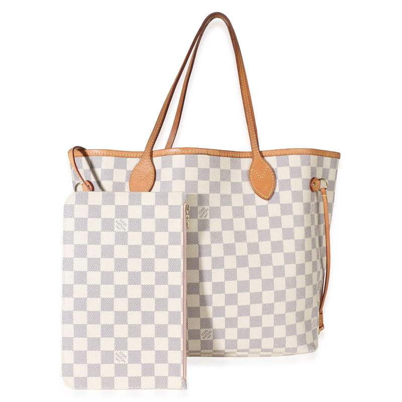 Louis Vuitton Rose Ballerine Damier Azur Canvas Neverfull MM Handbag id