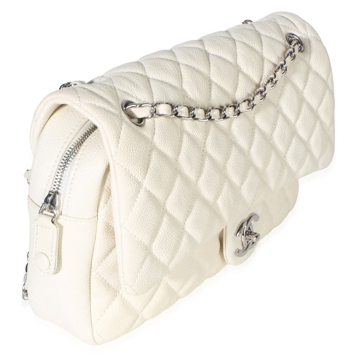 Chanel Cream Quilted Caviar Jumbo Easy Flap Bag Handbag 3