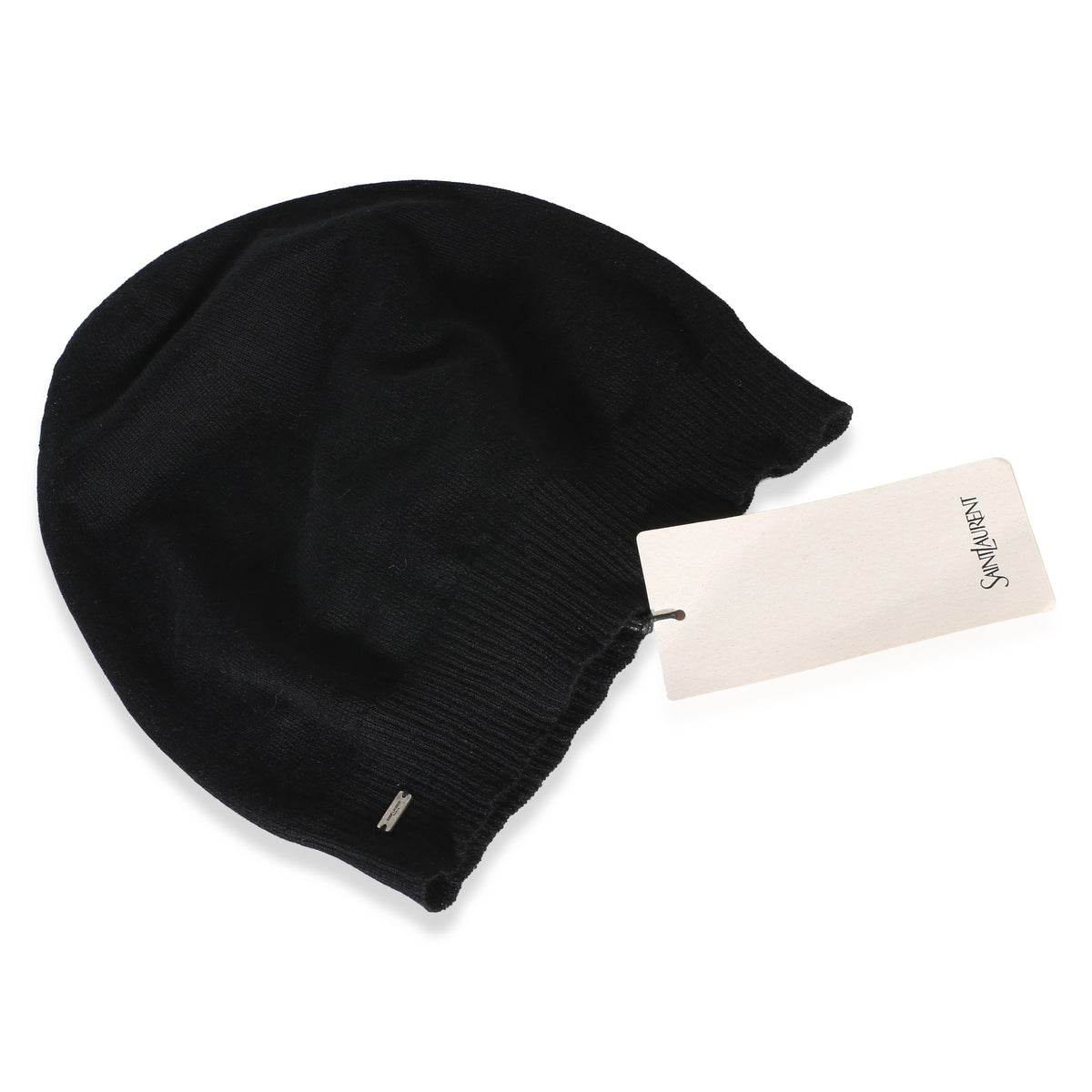 Saint Laurent Black Cashmere Logo Bonnet M 2