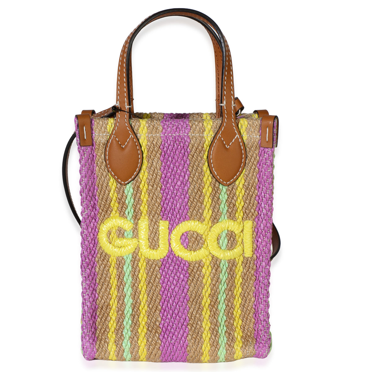 Gucci Purple Multicolor Jute Logo Mini Tote Bag Handbag id