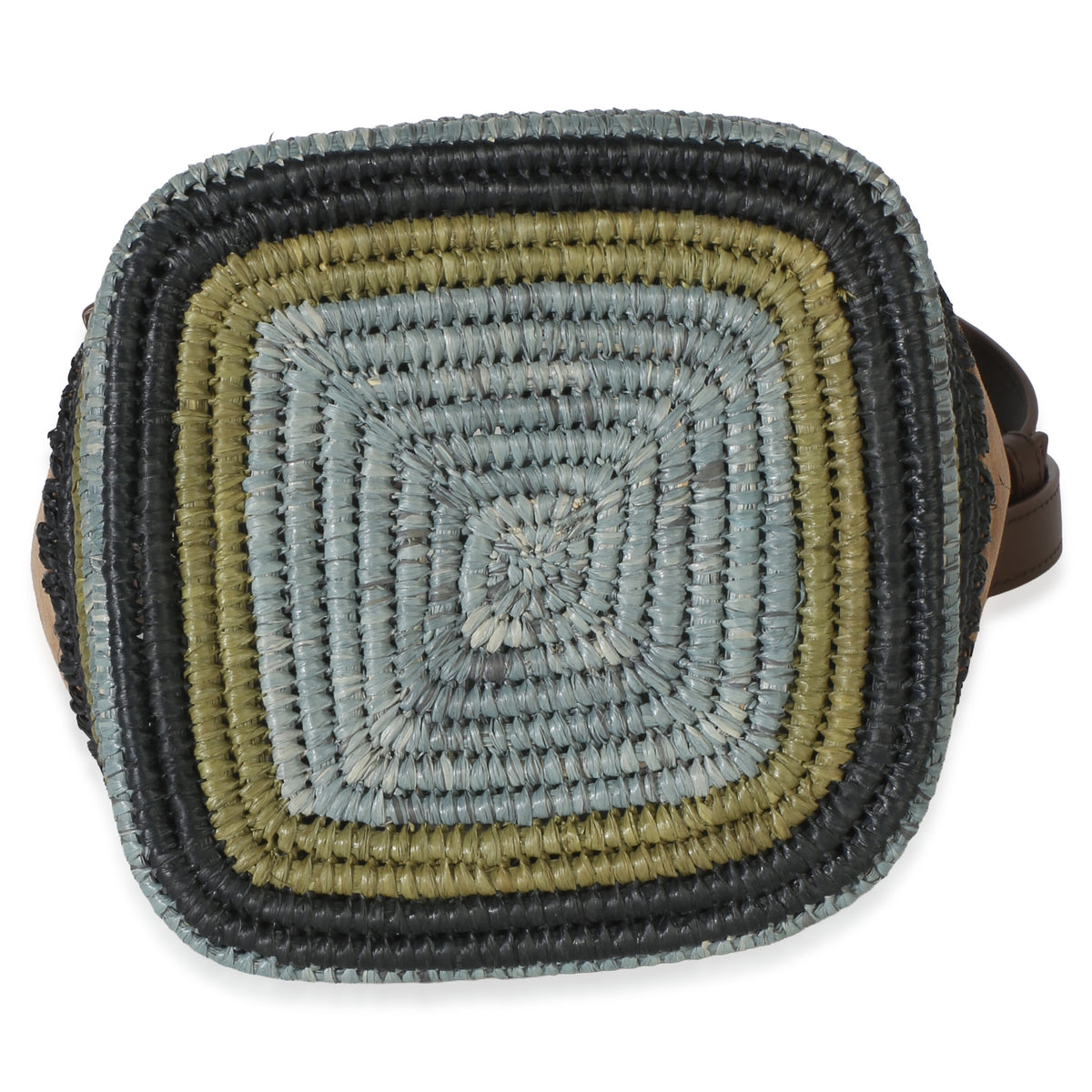 Loewe Brown Suede Raffia Striped Mini Pebble Bucket Bag Handbag 6