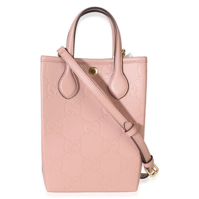 Gucci Soft Pink Jumbo GG Gilbert Calfskin Top Handle Mini Tote Handbag id