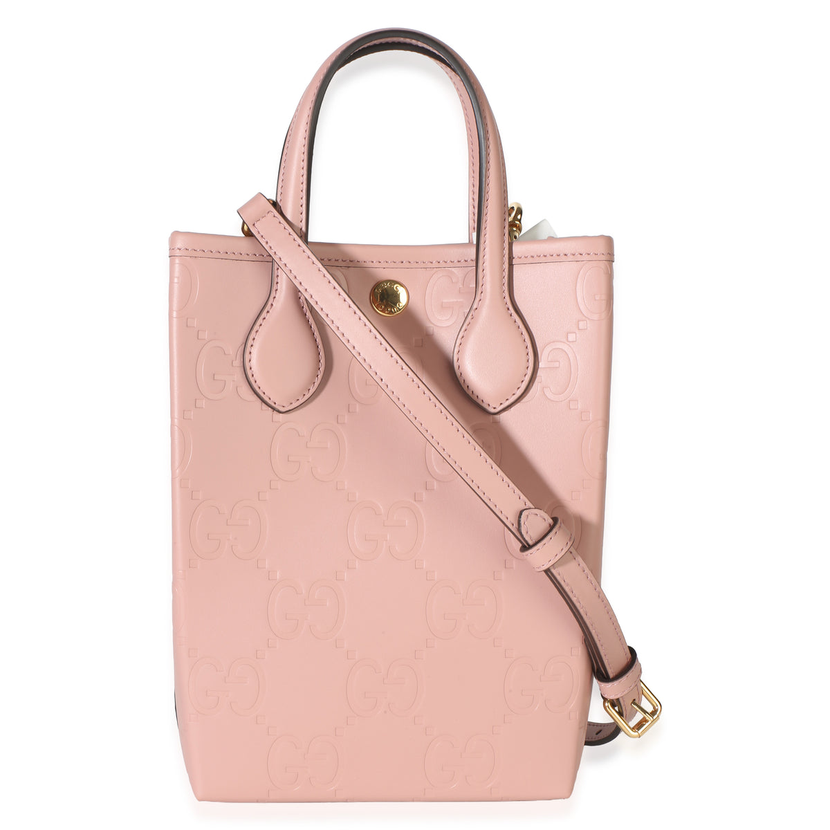 Gucci Soft Pink Jumbo GG Gilbert Calfskin Top Handle Mini Tote Handbag id