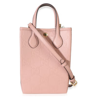 Gucci Soft Pink Jumbo GG Gilbert Calfskin Top Handle Mini Tote Handbag id