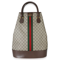 Gucci Beige GG Supreme Canvas Textured Dollar Calfskin Web Savoy Top Handle Duff Handbag id
