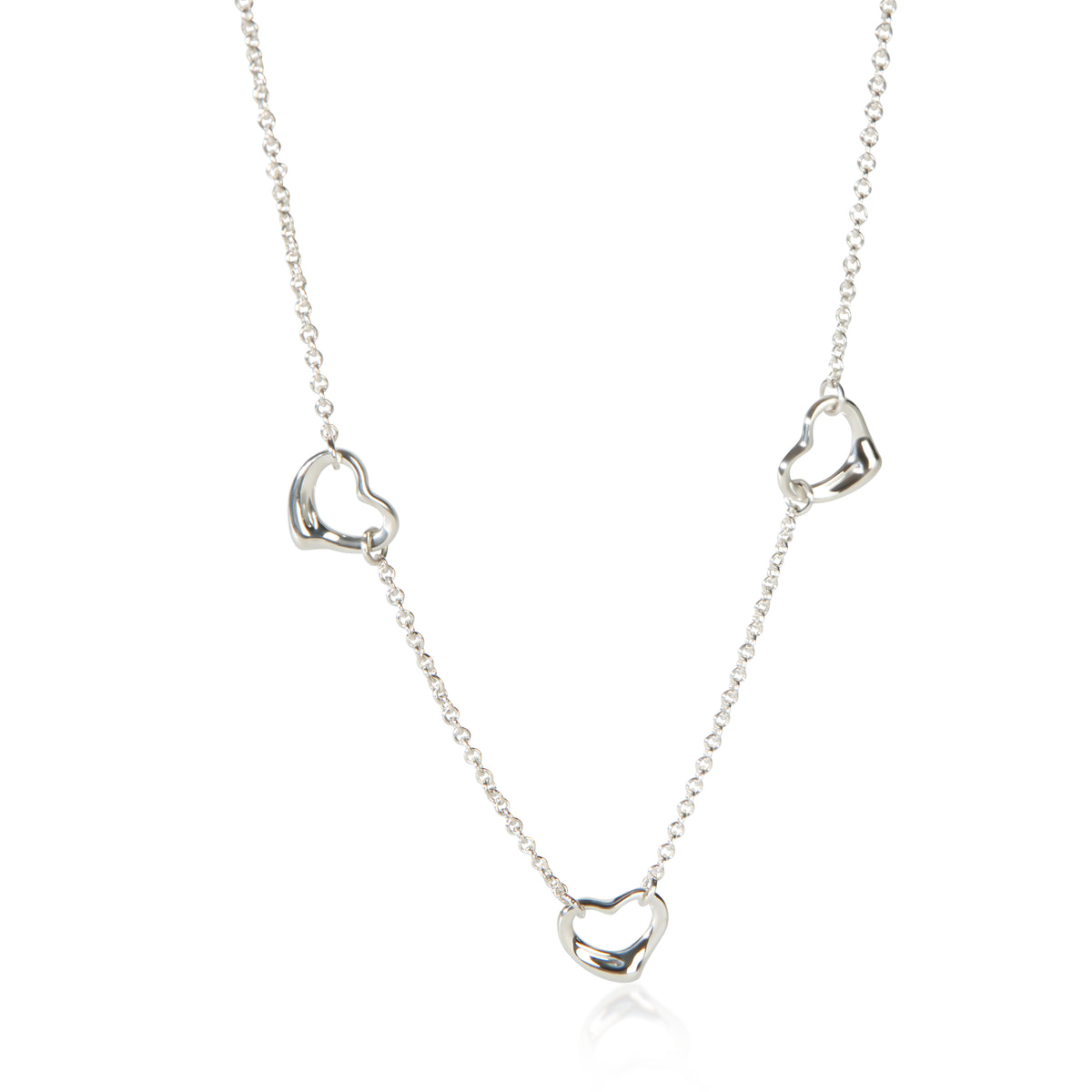 Tiffany & Co. Sterling Silver Elsa Peretti Open Heart Necklace fv