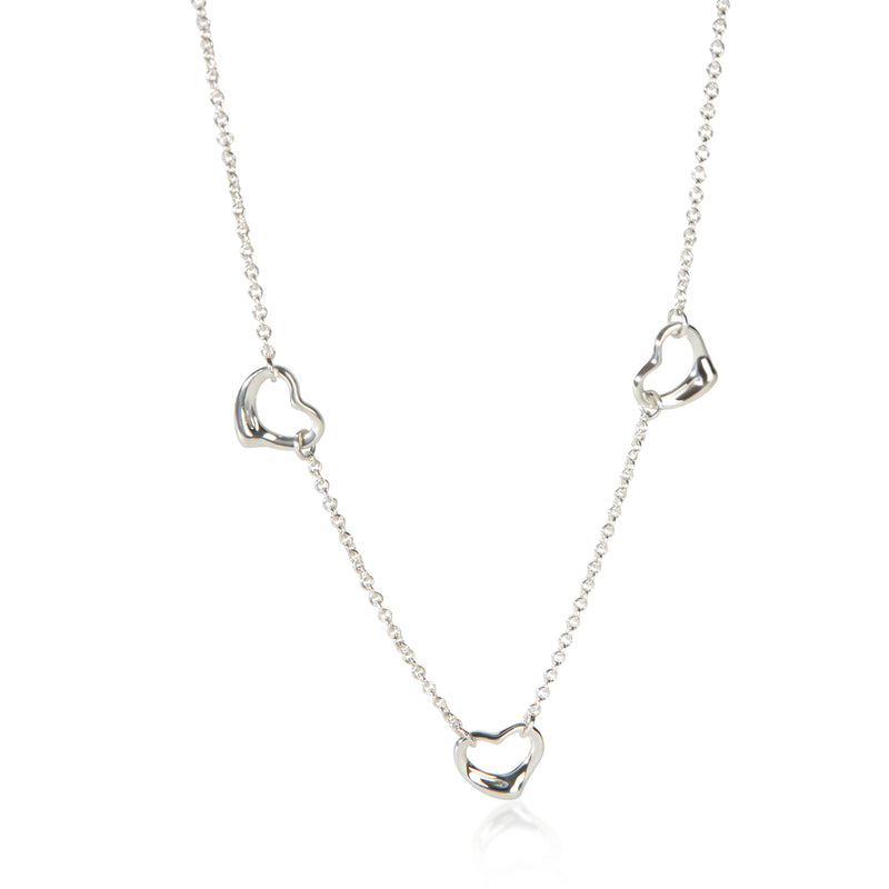Tiffany & Co. Sterling Silver Elsa Peretti Open Heart Necklace fv