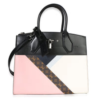 Louis Vuitton Rose White Navy Calfskin Monogram Tape City Steamer MM Handbag id