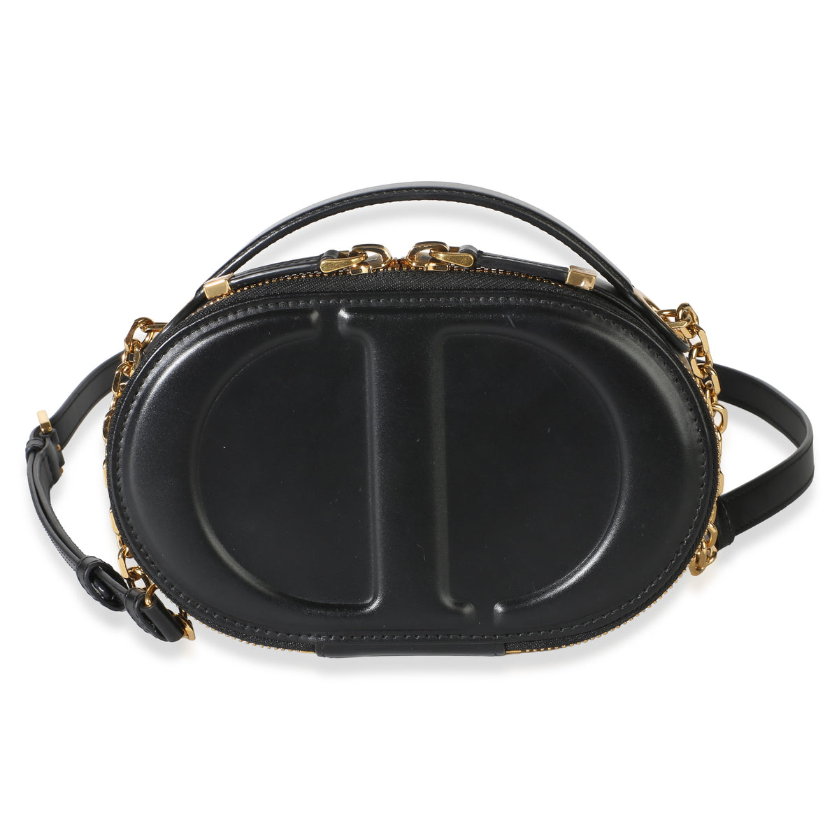 Christian Dior Black Calfskin CD Signature Oval Camera Bag Handbag id