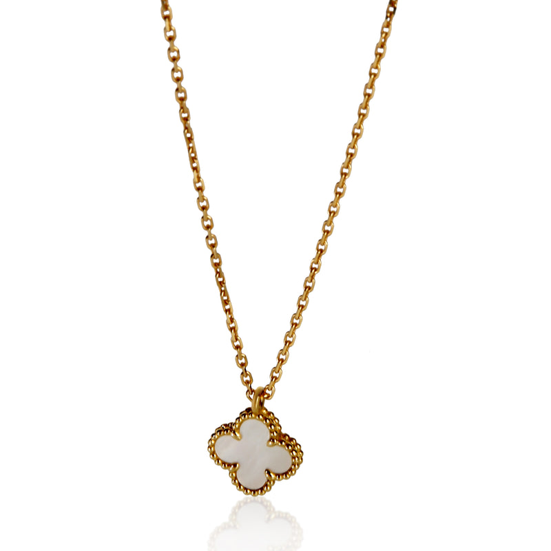 Van Cleef & Arpels Yellow Gold Mother Of Pearl Sweet Alhambra Pendant fv