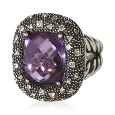 David Yurman Sterling Silver Amethyst and Diamond Midnight Melange Ring fv