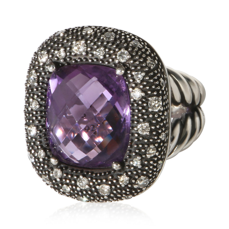 David Yurman Sterling Silver Amethyst and Diamond Midnight Melange Ring fv