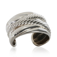 David Yurman Sterling Silver Wide Crossover Bracelet 4