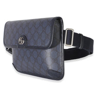 Gucci Navy GG Supreme Canvas Ophidia Web Slim Belt Bag Handbag 2