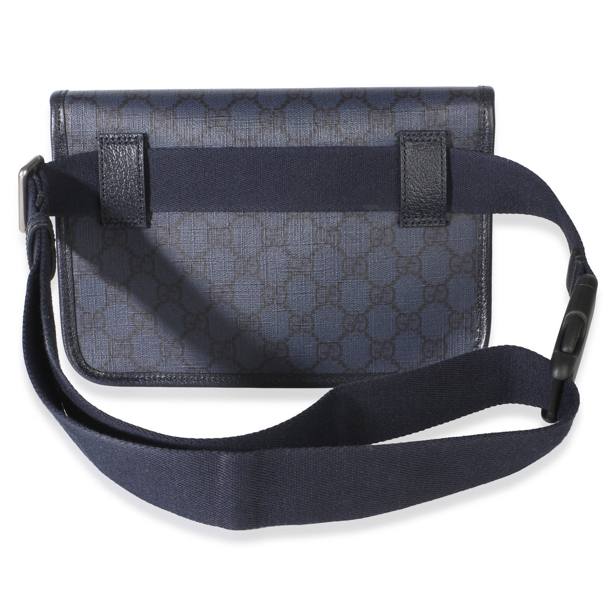Gucci Navy GG Supreme Canvas Ophidia Web Slim Belt Bag Handbag 4