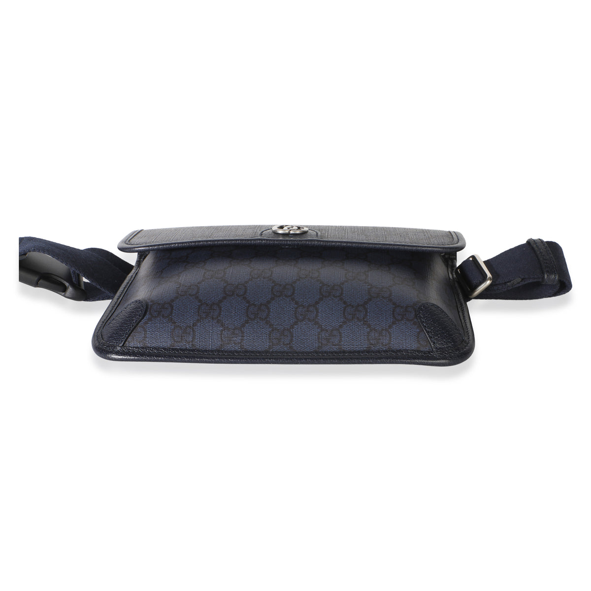 Gucci Navy GG Supreme Canvas Ophidia Web Slim Belt Bag Handbag 5