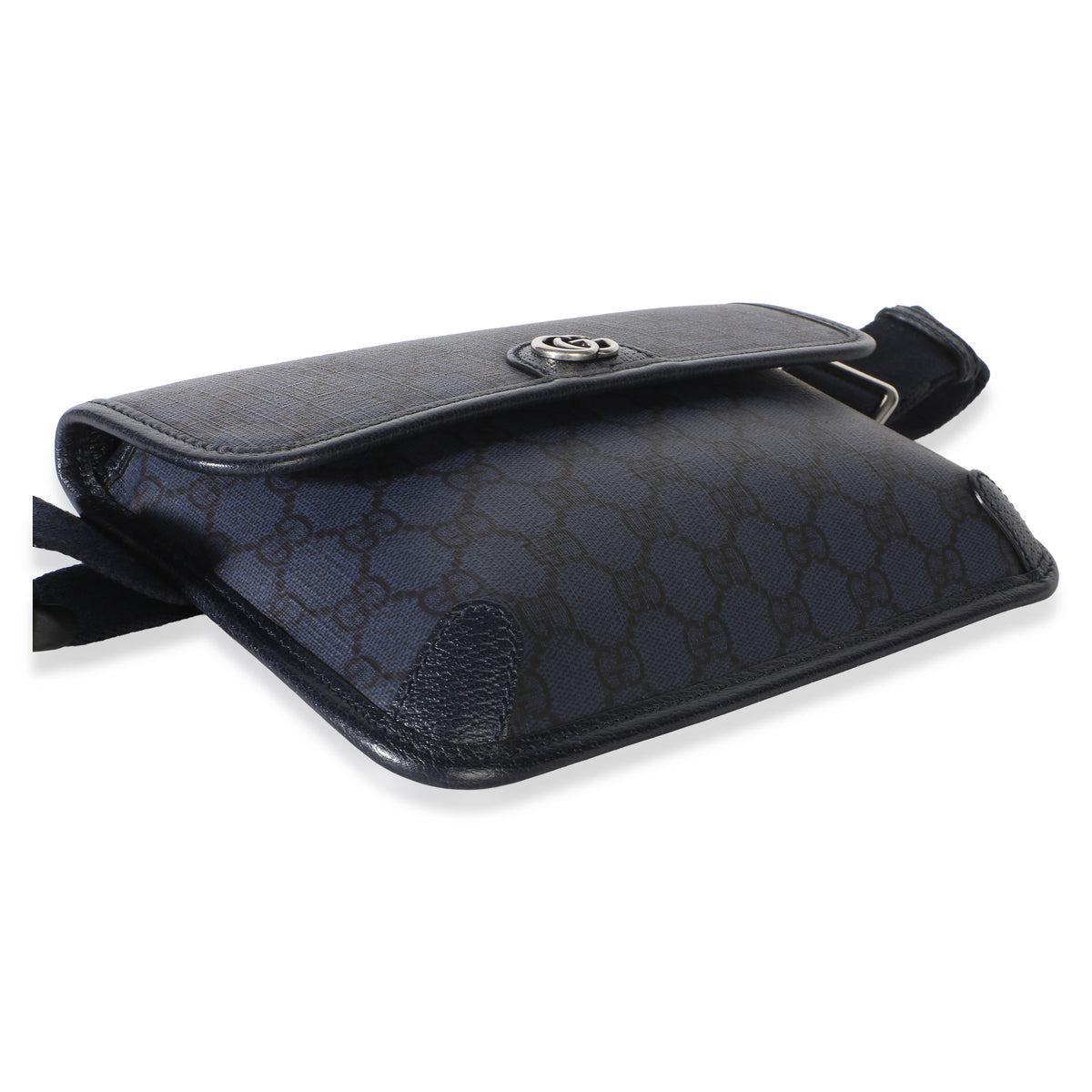 Gucci Navy GG Supreme Canvas Ophidia Web Slim Belt Bag Handbag 7