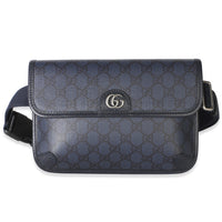 Gucci Navy GG Supreme Canvas Ophidia Web Slim Belt Bag Handbag id