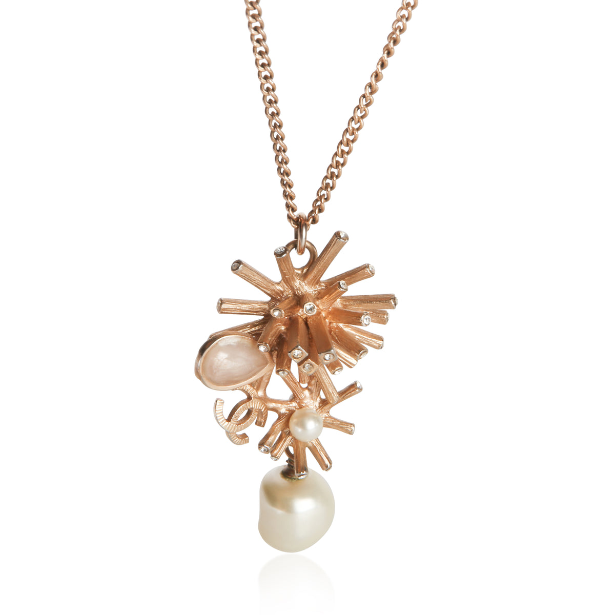 Chanel Gold Plated 2012 Starburst Pendant fv