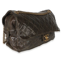 Chanel Brown Quilted Glazed Caviar Large Shiva Flap Bag Handbag 3
