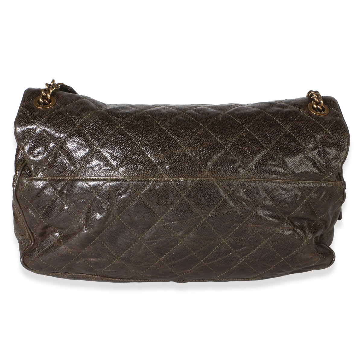 Chanel Brown Quilted Glazed Caviar Large Shiva Flap Bag Handbag 4