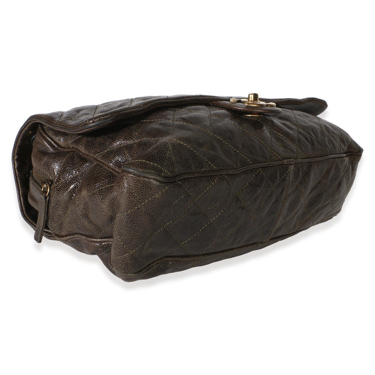 Chanel Brown Quilted Glazed Caviar Large Shiva Flap Bag Handbag 7