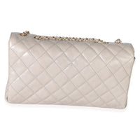 Chanel Grey Quilted Crumpled Calfskin Medium Accordion Flap Bag Handbag 4