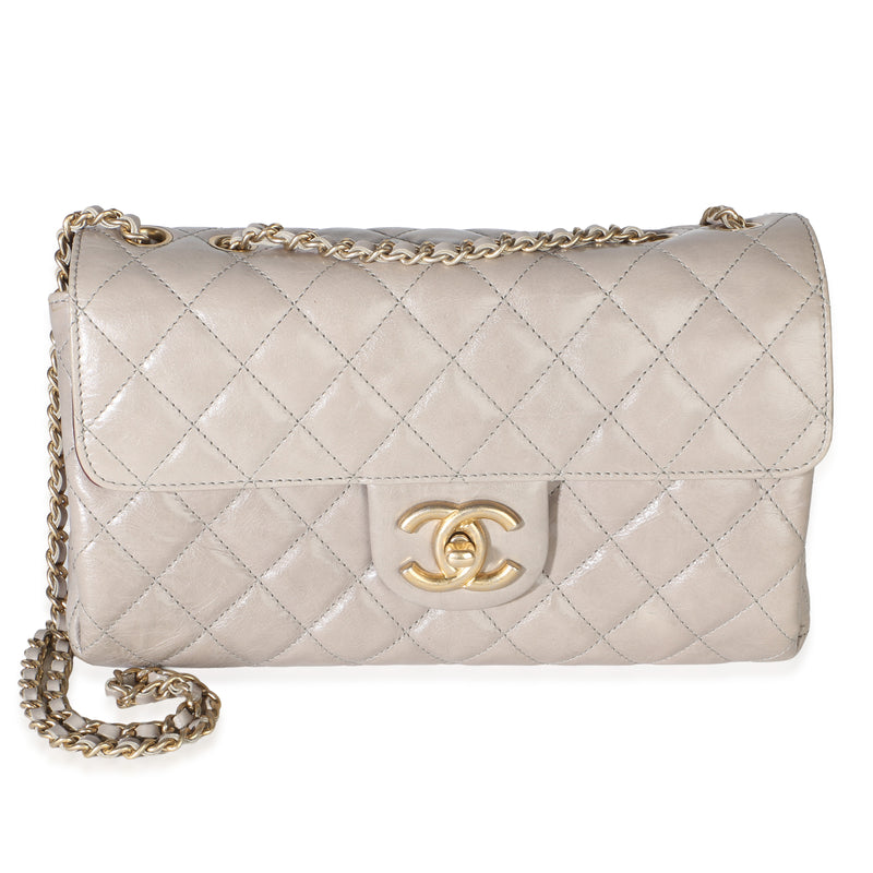 Chanel Grey Quilted Crumpled Calfskin Medium Accordion Flap Bag Handbag id
