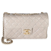 Chanel Grey Quilted Crumpled Calfskin Medium Accordion Flap Bag Handbag id