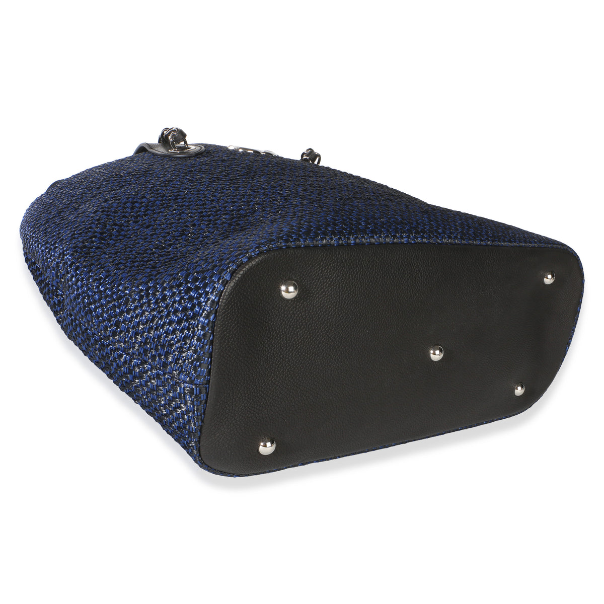 Chanel Navy Blue Raffia CC Expandable Shopping Tote Handbag 7