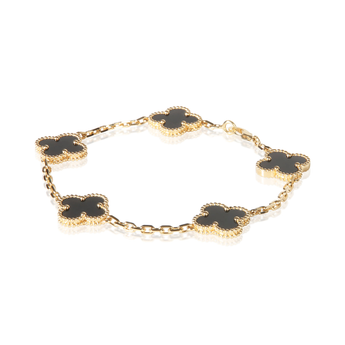 Van Cleef & Arpels Yellow Gold Onyx Vintage Alhambra Bracelet 2