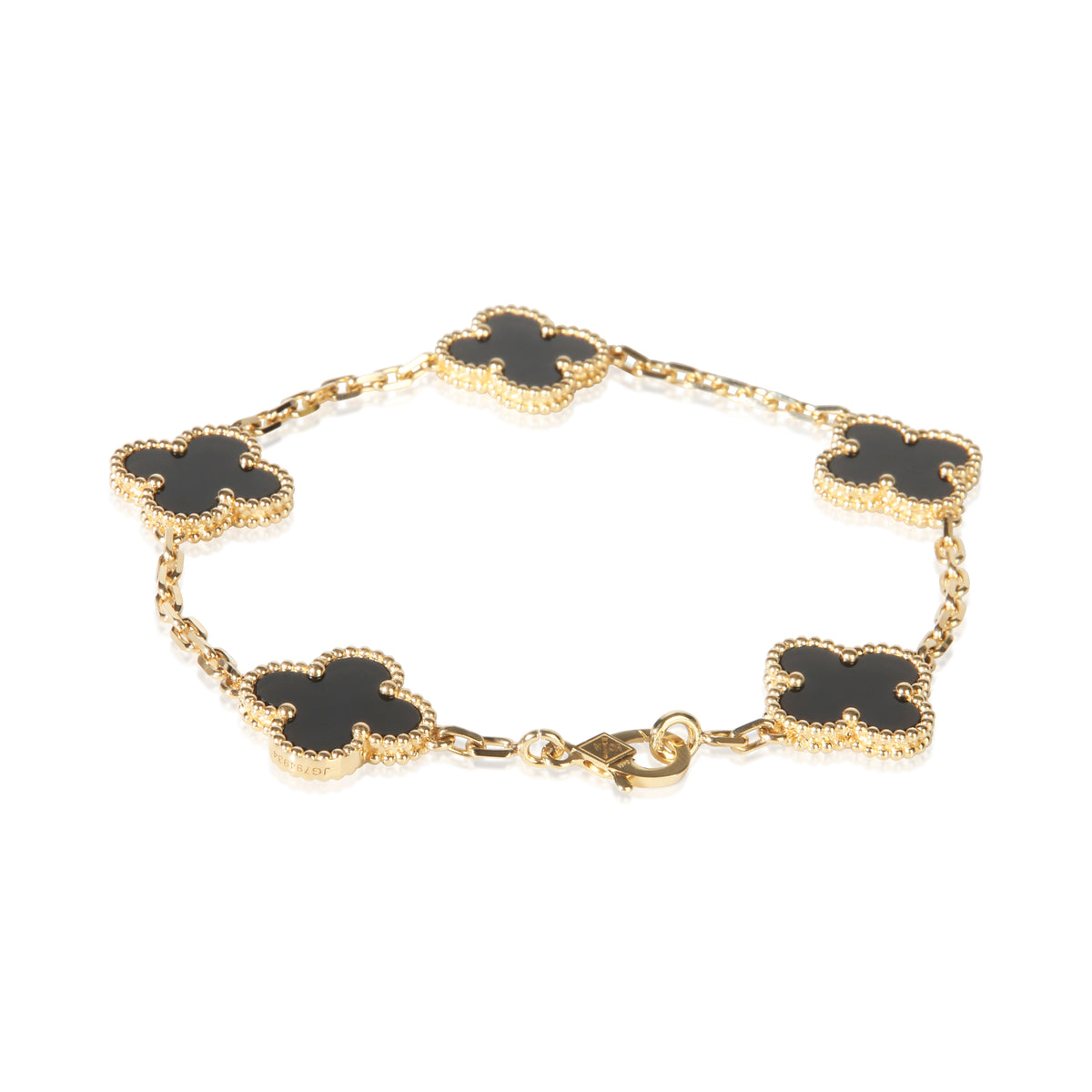 Van Cleef & Arpels Yellow Gold Onyx Vintage Alhambra Bracelet 3