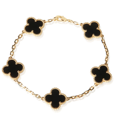 Van Cleef & Arpels Yellow Gold Onyx Vintage Alhambra Bracelet fv