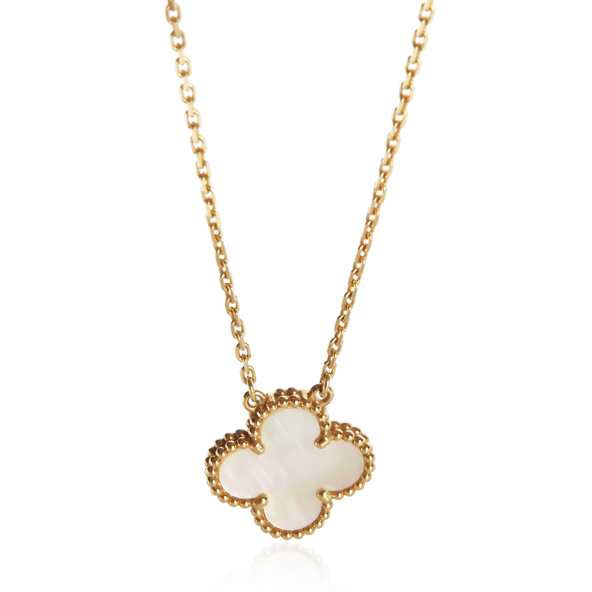 Van Cleef & Arpels Yellow Gold Mother Of Pearl Vintage Alhambra Pendant fv