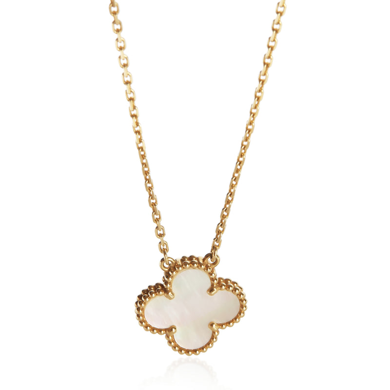 Van Cleef & Arpels Yellow Gold Mother Of Pearl Vintage Alhambra Pendant fv