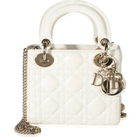 Christian Dior White Lambskin Cannage Mini Lady Dior Handbag id