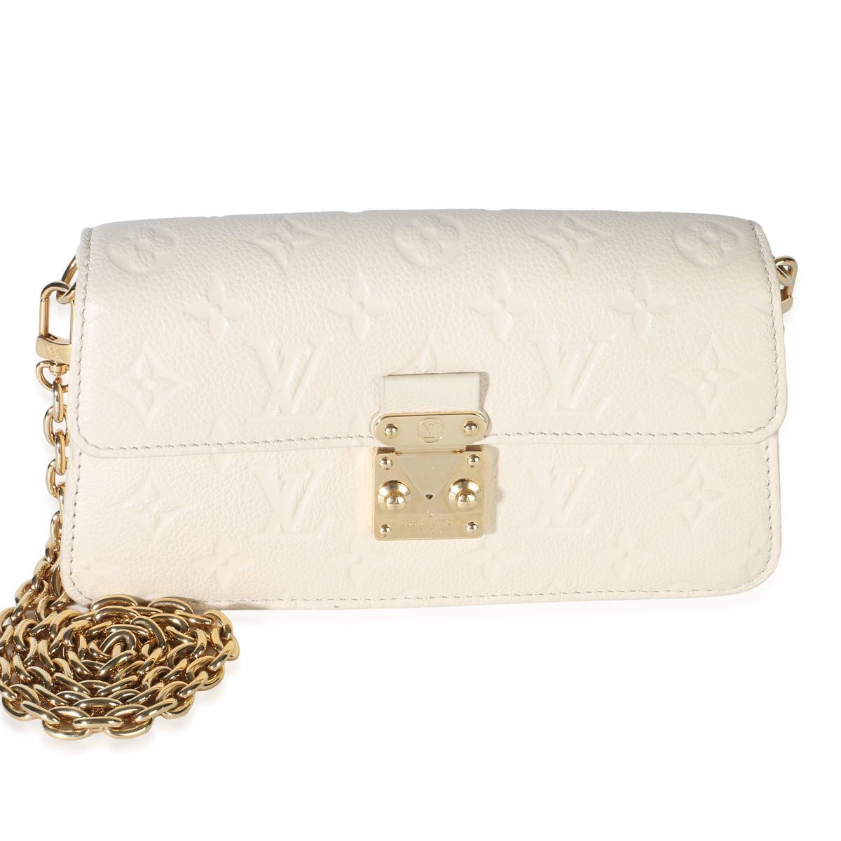 Louis Vuitton Cream Monogram Empreinte Metis Wallet On Chain Handbag id