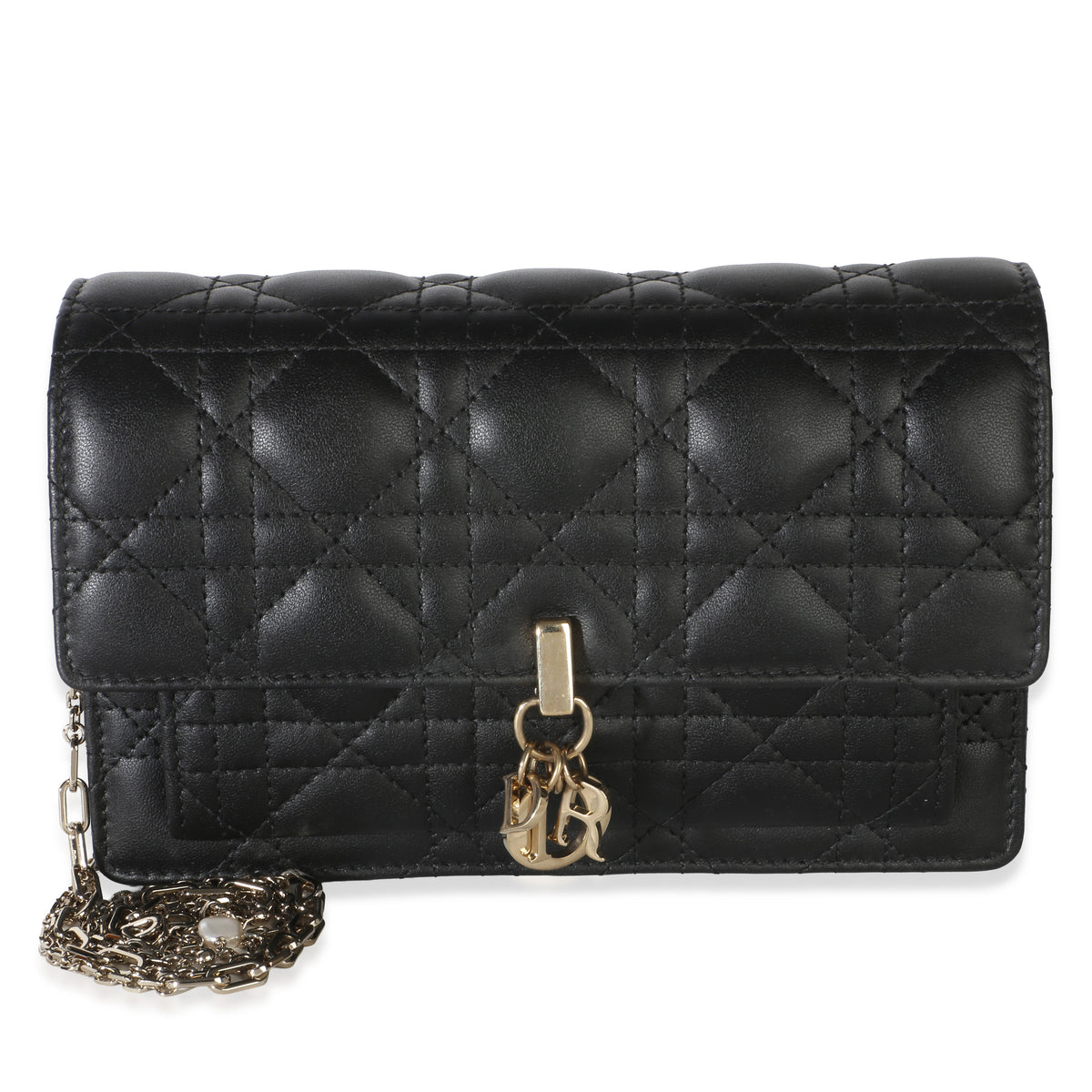 Christian Dior Black Lambskin Cannage My Dior Daily Chain Pouch Handbag id