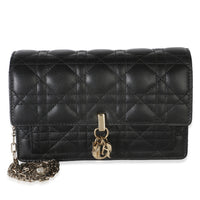 Christian Dior Black Lambskin Cannage My Dior Daily Chain Pouch Handbag id