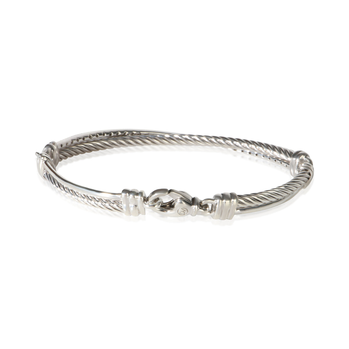 David Yurman Sterling Silver Diamond Crossover Bracelet 3