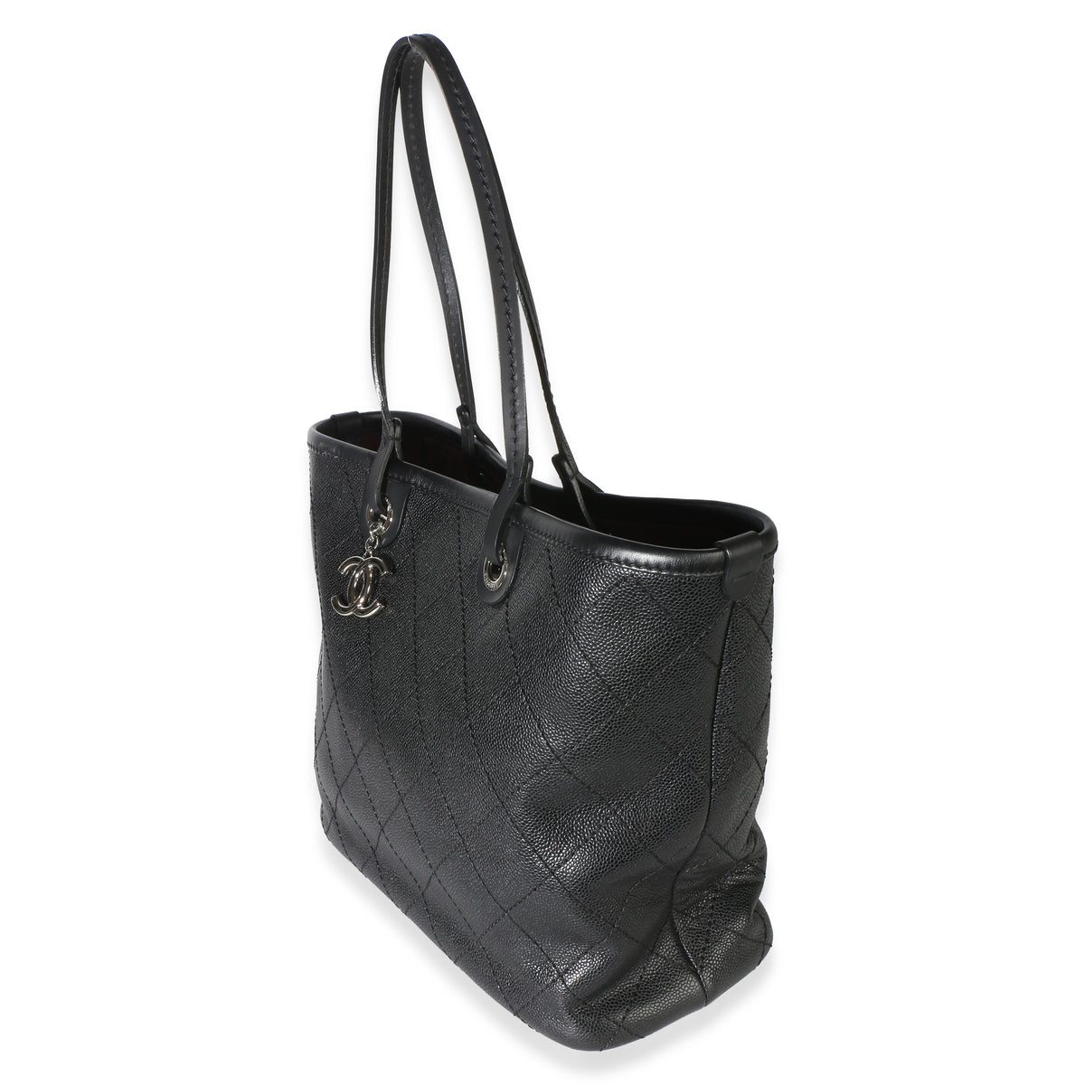 Chanel Black Quilted Caviar Shopping Fever Tote Handbag 2